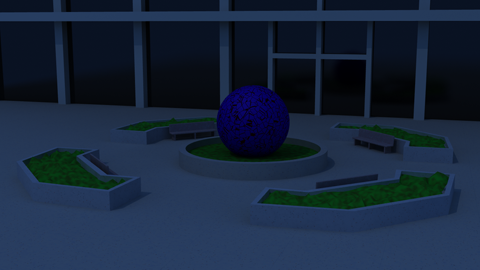 A night render, primarily using radiosity with a pale moon light for depth.