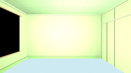 Raw LightWave render of the basic walls from Naota's room.  (Click for larger view).