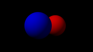 The same two spheres were rendered separately against a green background with "Unpremultiply Alpha" set (click to view full image).