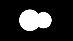 The two luminous white spheres were rendered separately against a black background. with "Premultiply Alpha" enabled. Notice the thin black border between the two spheres where they overlap (click to view full image).