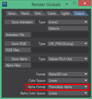 Render Globals - Alpha Format
