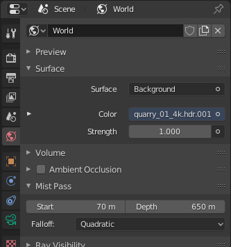 Mist settings in the World properties.