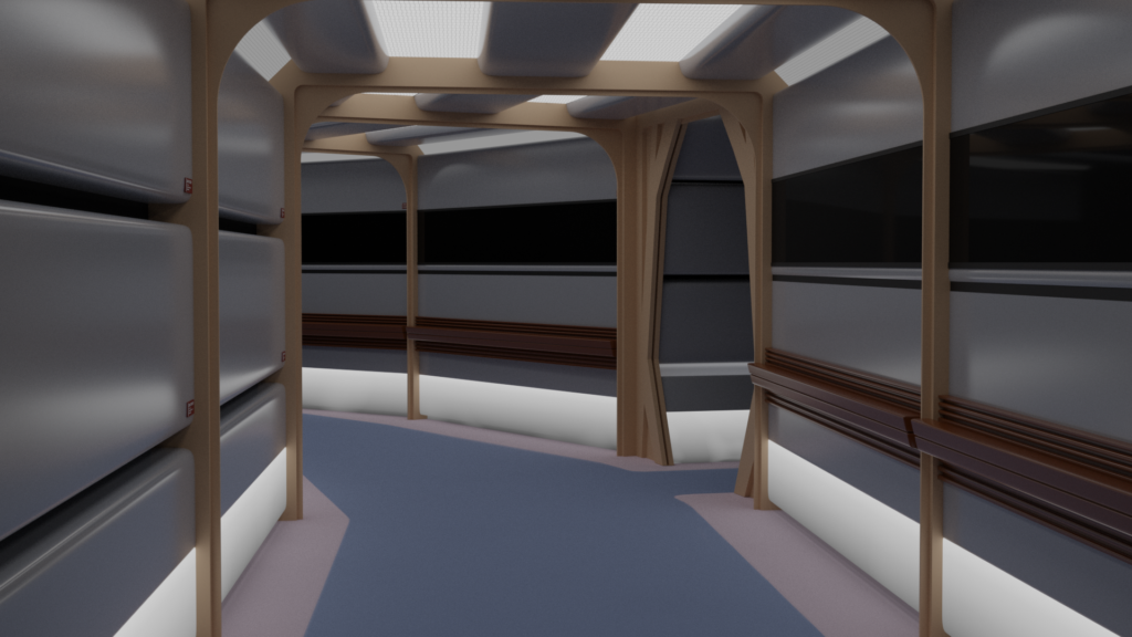 3D render of a corridor from Star Trek: The Next Generation