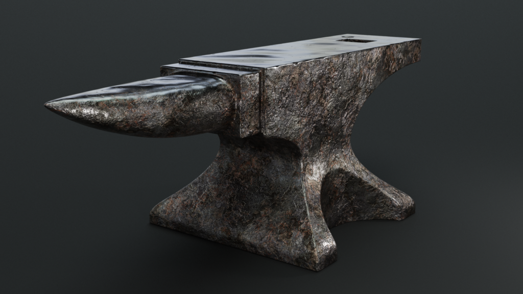 Final render from Blender of the anvil from Blender Guru's turorial